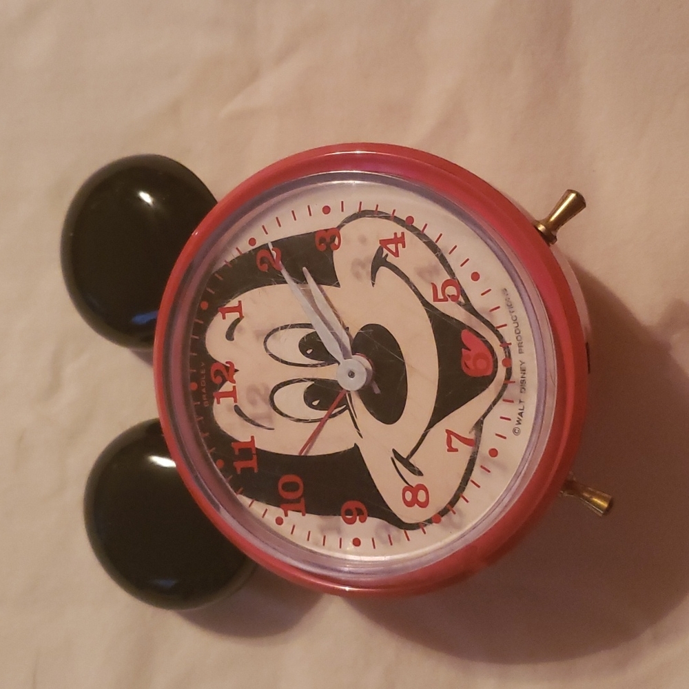 Vintage 1985 Bradley Mickey Mouse Wind-Up Alarm Clock Steel West Germany
